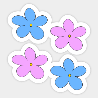 Hand drawn pastel color cartoon flowers Sticker